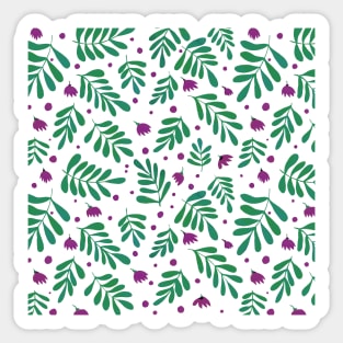 Watercolor branches and flowers - green and purple Sticker